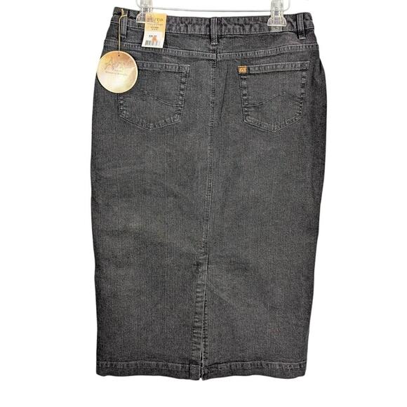 Aura by Wrangler Denim Maxi Skirt 12 X 35 Black Back Slit Western Modest Teacher - Picture 2 of 11